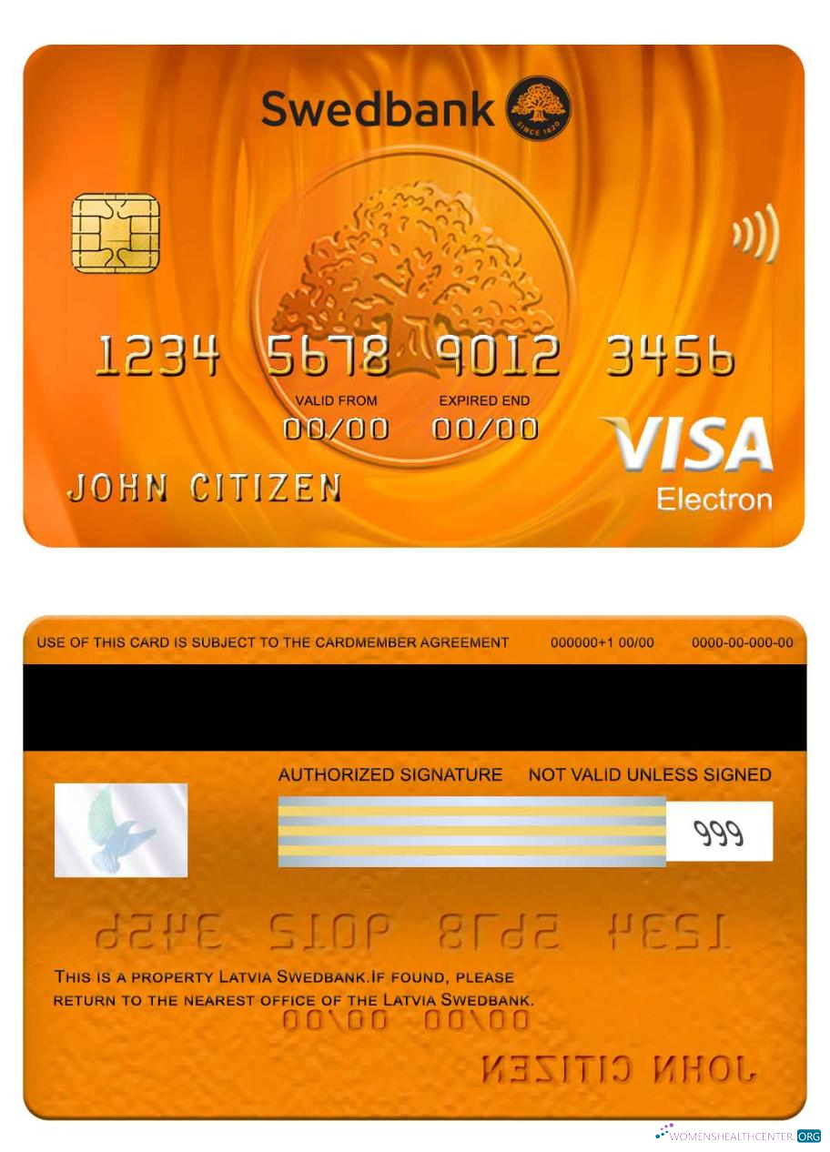 Download Latvia Swedbank visa electron card Photoshop template